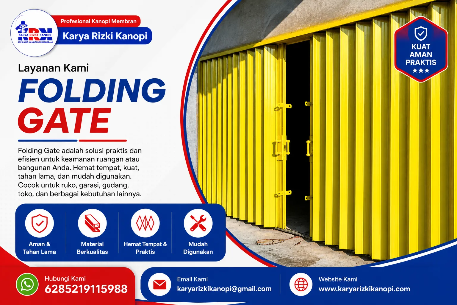 Jasa Pembuatan Pintu Folding Gate Harmonika Ruko dan Gudang