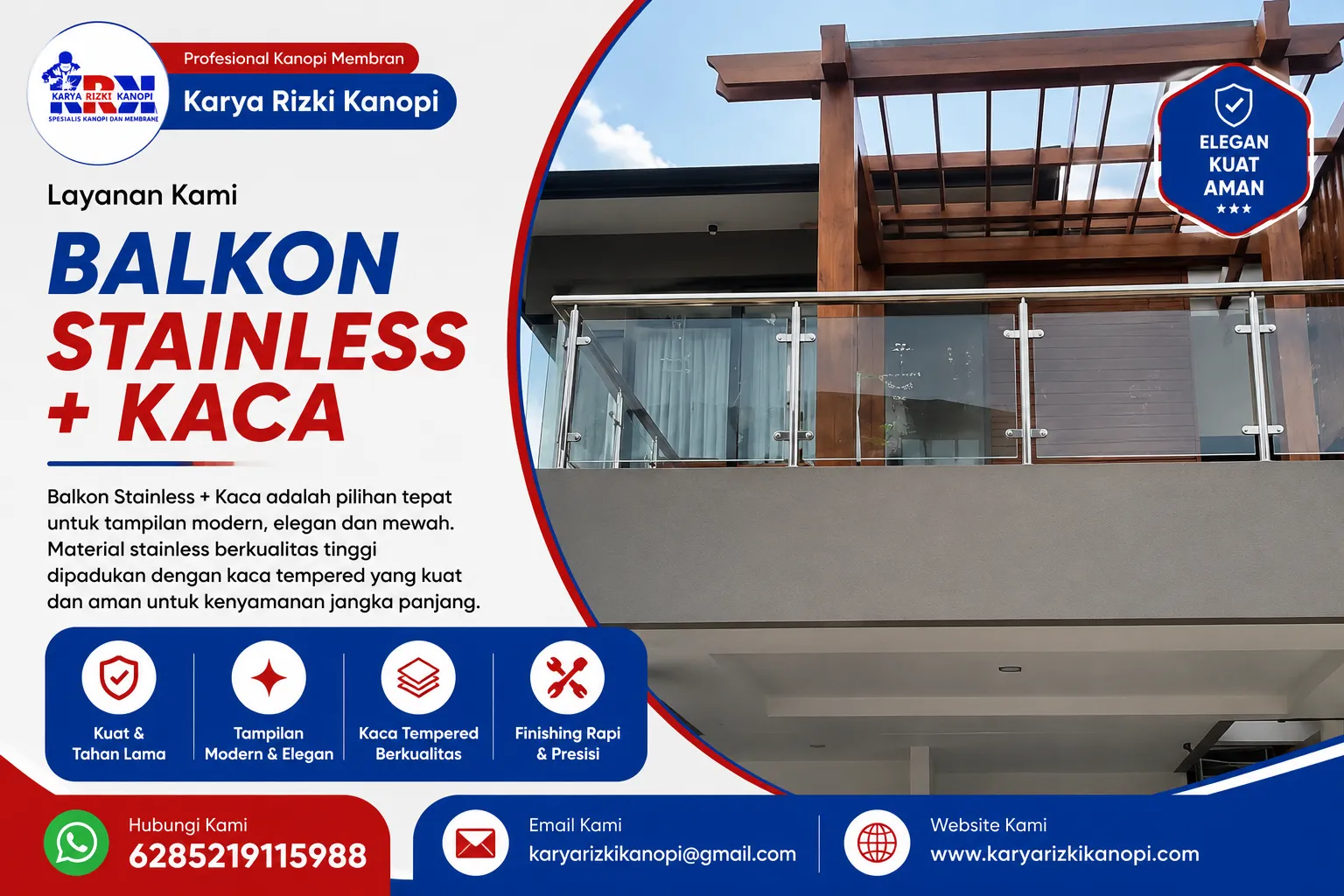 Balkon Stainless Steel dan Kaca