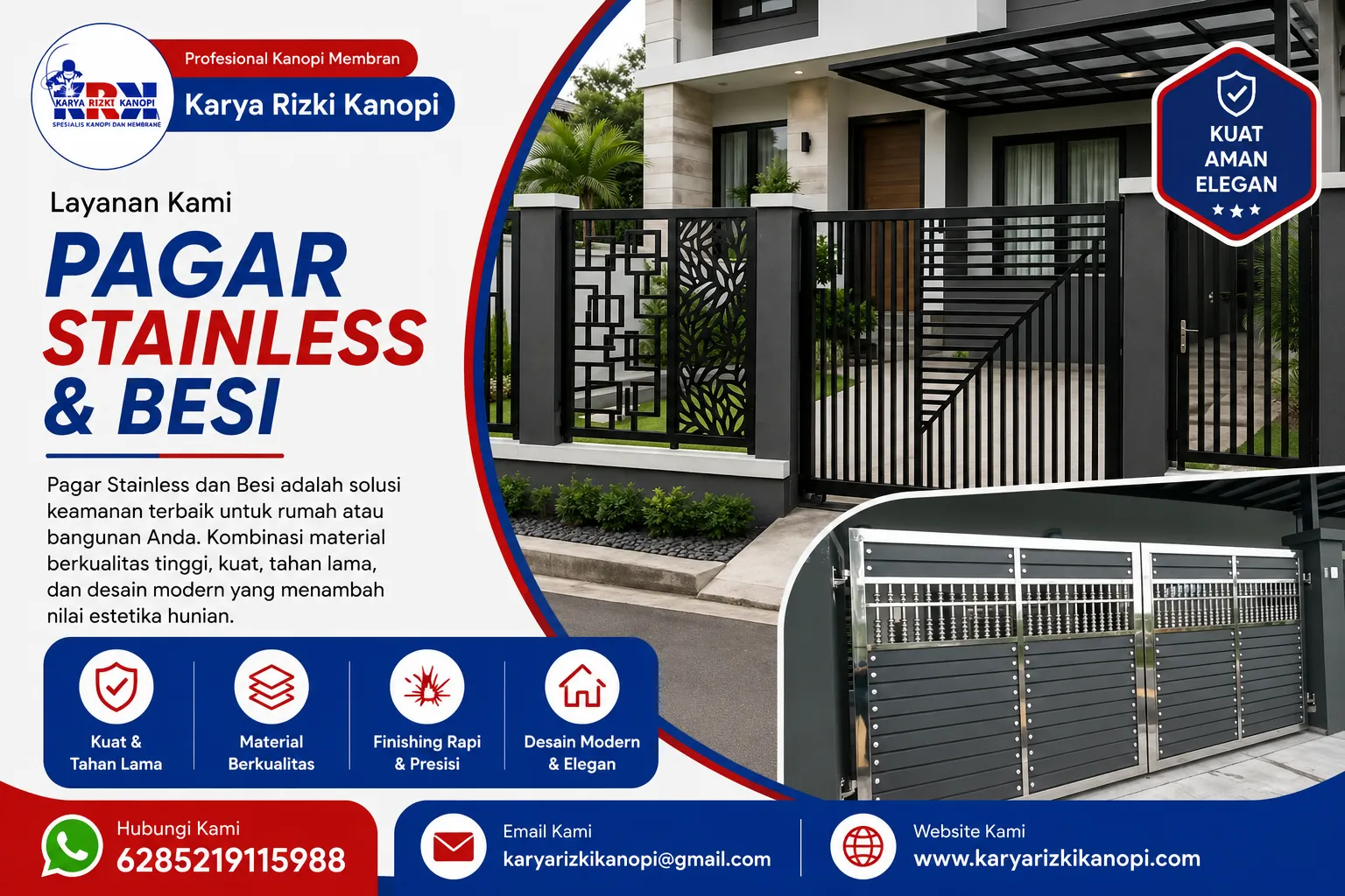 Pagar Besi dan Stainless Minimalis