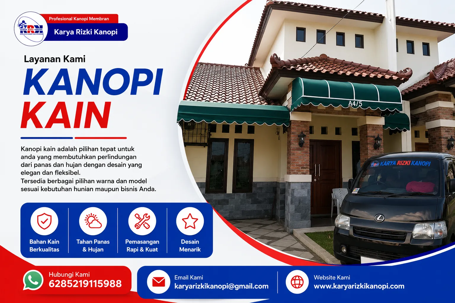 Pemasangan Kanopi Kain Minimalis