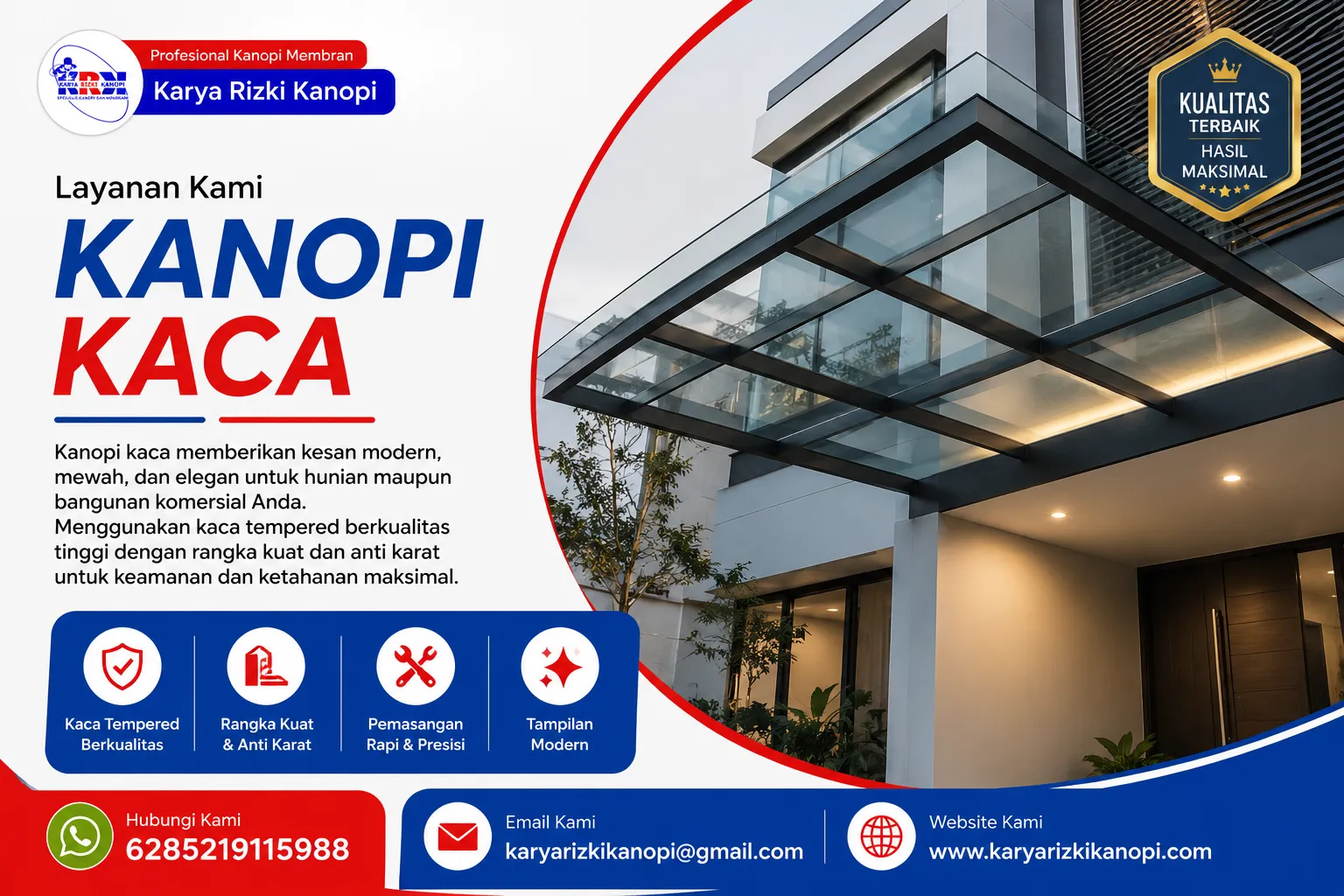 Jasa Pemasangan Kanopi Kaca Tempered dan Laminated