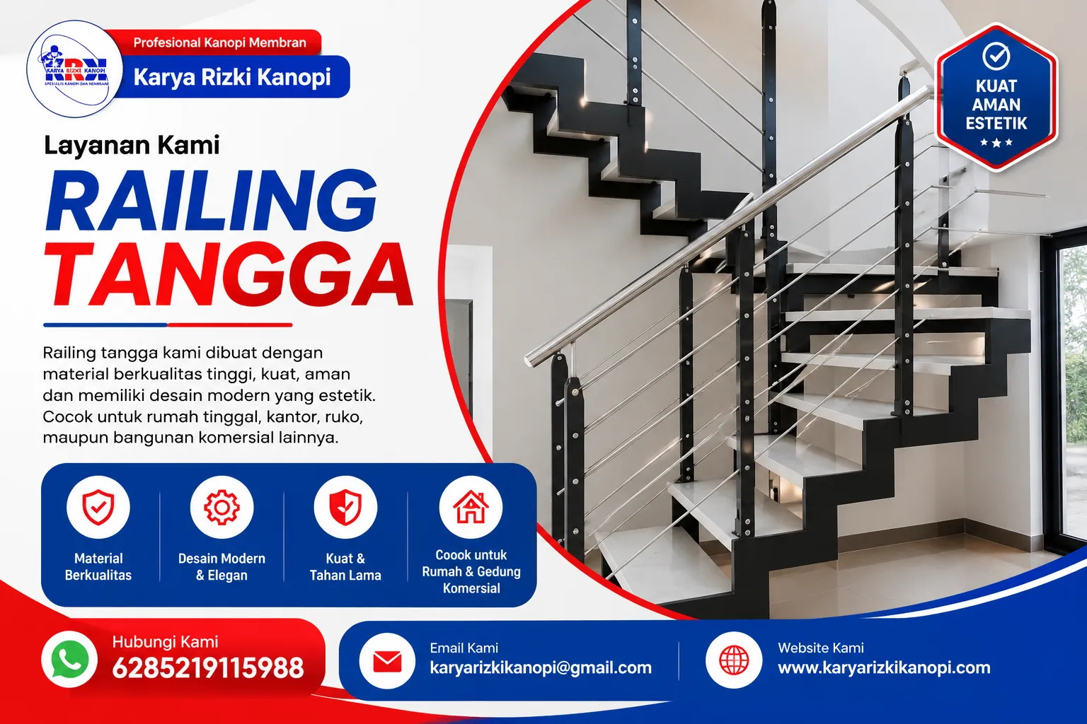 Jasa Pembuatan Railing Tangga Modern dan Balkon Minimalis