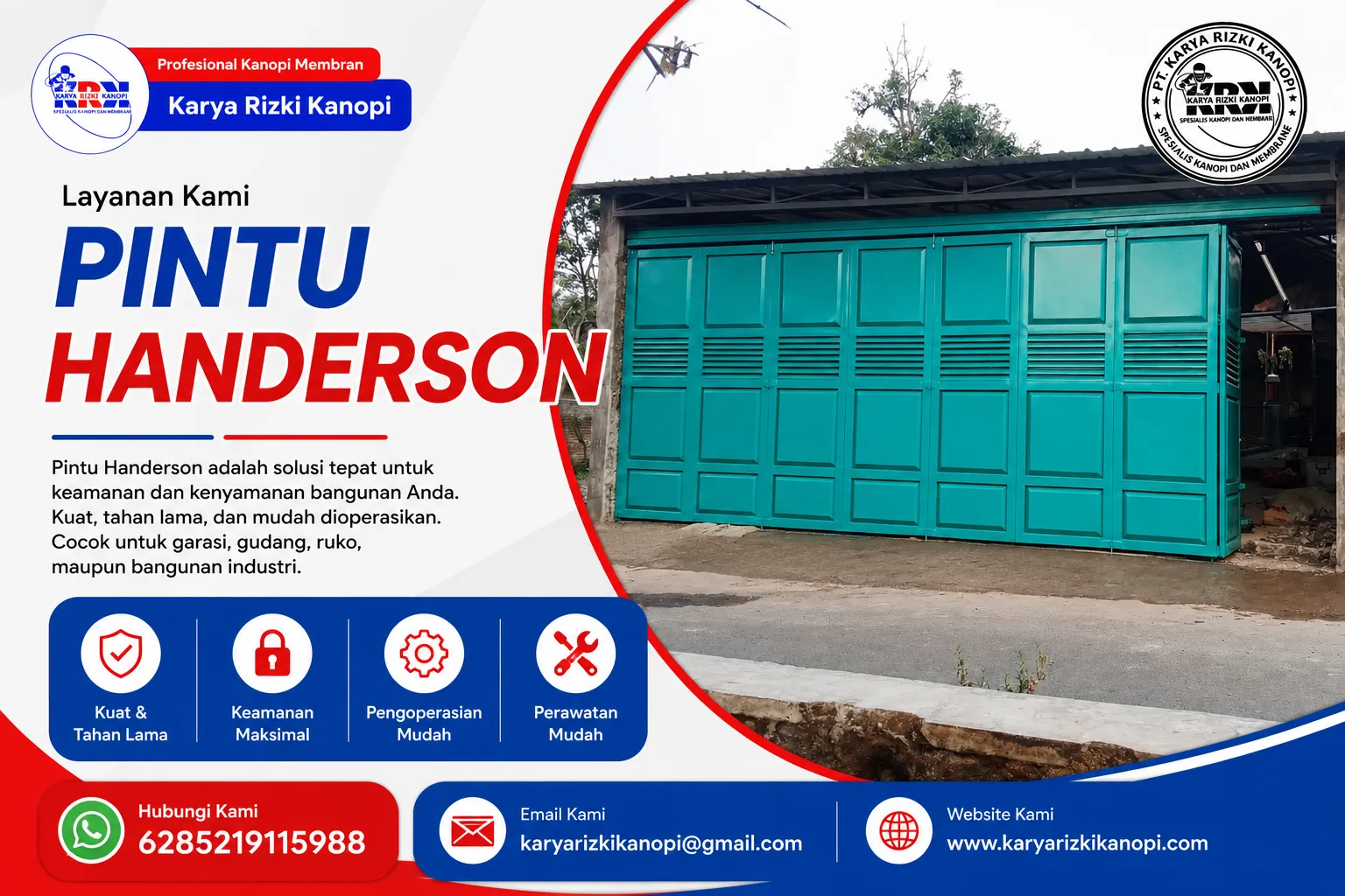 Jasa Pembuatan Pintu Henderson Garasi dan Ruko Sliding Geser Lipat